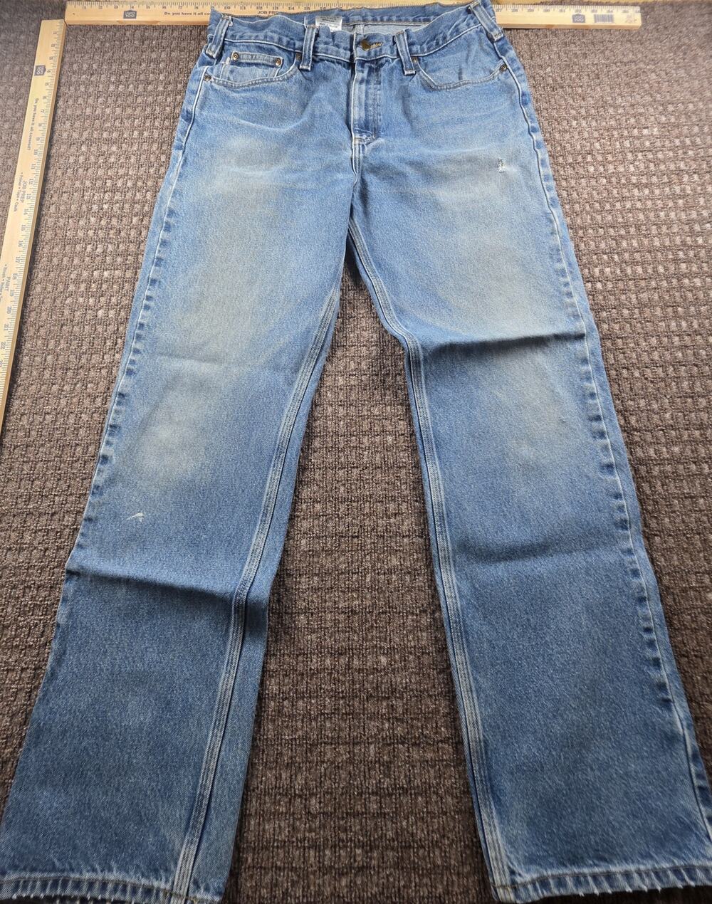 Men's Vintage Carhartt blue denim jeans, medium wash, boot leg, size 36x36j